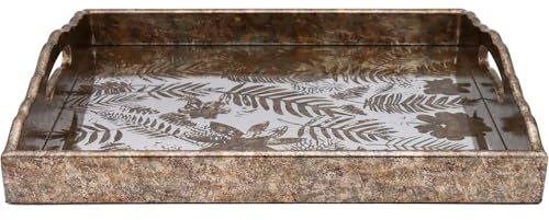 Rustic Bronze Rectangle Kitchen Serving Drinks Candle Decor Coffee Table Tray