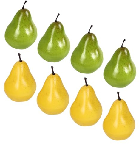 OSOLADY Simulationsmodell Birne Schaumstoff Realistisch für Fotomaterial | Fruchtmodelle für Ladenschmuck und Obstschale, Leichte Ausführung, 8 Stück, Naturgetreue Optik
