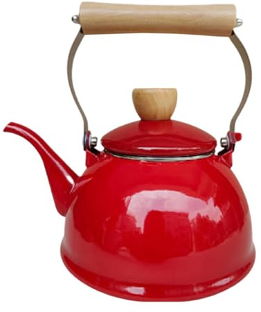 MERIGLARE Vintage Enamel Pot, 1.4L Water Kettle for Stovetop Use And Gatherings, Red