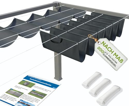 HaiTaoSy Voile d'ombrage rétractable en vague avec œillets 0,9x3 m - Toile d'ombrage sur mesure, imperméable, protection UV 95%, résistante aux intempéries - Protection solaire pour terrasse, pergola
