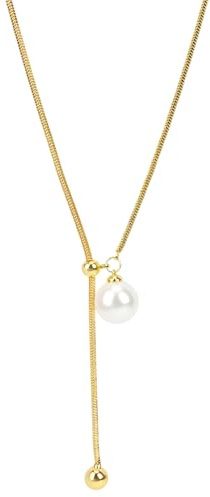 MOTIBACK Damen Halskette Gold - Perlenkette mit Quasten Anhänger - Hypoallergen & Wasserfest - Ketten Set