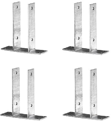 4 x U-Pfostenträger zum Aufdübeln aus Stahl, feuerverzinkt – 71 / 81 / 91 / 101 / 121 / 141 mm – Pfostenträger für Holzzaun, Sichtschutz, Pergola & Carport (91 mm)
