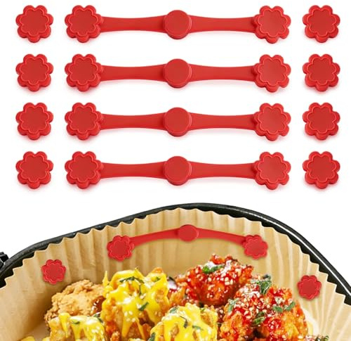 Aimant Air Fryer, Lot de 12 Aimant pour Friteuse San Huile en Silicone, Fixer Papier Air fryer, Accessoires Air Fryeret Sans BPA, Pour Philips, Cosori, Ninja et Toutes Marques (Rouge)