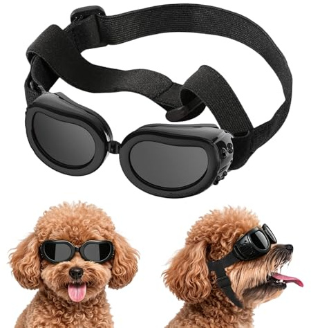 Lunettes de Soleil pour Chiens, Lunettes de Protection pour Petits Chiens, étanches, Anti-UV, Coupe-Vent, Antibuée et Imperméables, Conviennent aux Petits Chien et Chat