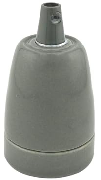 ORION LIGHTSTYLE Fassung E27 aus Porzellan, Porzellanfassung Keramikfassung für Hänge- und Pendelleuchten, grau