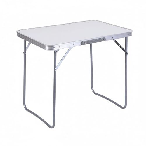Baroni Home Tavolo Pieghevole da Campeggio, Tavolino Portatile Richiudibile in Alluminio con Piano in MDF, Leggero, Ideale per Campeggio, Spiaggia, Picnic e Outdoor (Tavolo Bianco 80 cm)