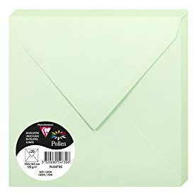 Clairefontaine 5473C - Packung mit 20 Umschläge Pollen, 165 x 165mm, 120g, ideal für Einladungen und Korrespondenz, Grün, 1 Pack