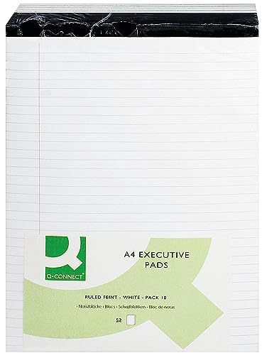 Q Connect Notizblock fein liniert mit Rand A4 Weiß (10 er-pack)