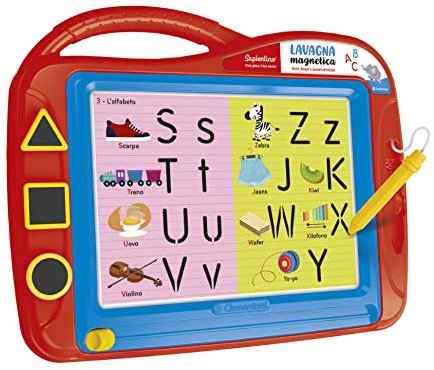 Clementoni Sapientino - Lavagna Magnetica, Gioco Educativo per Bambini 3-5 Anni, Lavagnetta Cancellabile per Imparare a Scrivere con Stencil e Stampini, Lingua Italiana, 12037
