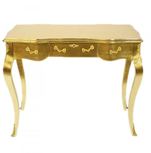Casa Padrino Luxus Barock Schreibtisch/Konsole Gold Ink. Glasplatte 97 x 78 x 48 cm - Sekretär Luxus Möbel