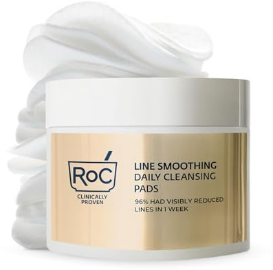 RoC Resurfacing Disks, Hypoallergenic Exfoliating Makeup Remover Pads for Wrinkles and Skin Tone, Hypo-Allergenic Skin Care, Oil-Free Daily Cleanser, 28 Count (Packaging May Vary)