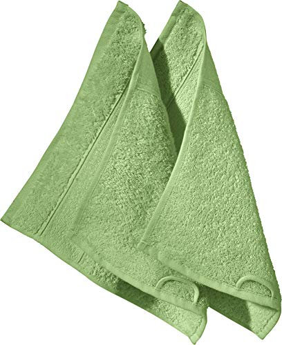 Erwin Müller Seiftuch Karlsruhe 2er- Pack 100% Baumwolle grün Größe 30x30 cm - extrem saugstark, leicht, flauschig weich, hautschmeichelnd (weitere Farben)