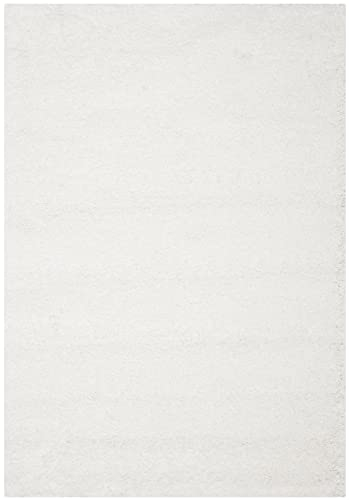 SAFAVIEH Zottelig Teppich für Wohnzimmer, Esszimmer, Schlafzimmer - California Shag Collection, Hoher Flor, Weiss, 91 X 152 cm