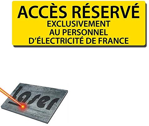Plaque gravée autocollante 30x10 cm Accès réservé personnel EDF fond jaune