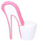 Casa Padrino High Heel Sessel mit Dekosteinen Weiß/Rosa Luxus Design - Designer Sessel - Club Möbel - Schuh Stuhl Sessel
