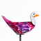 CRISTALICA Gartenfigur Tiere Gartendekoration Glas Ente inkl Stab Lila Pink Weiß ca. 24,5 cm