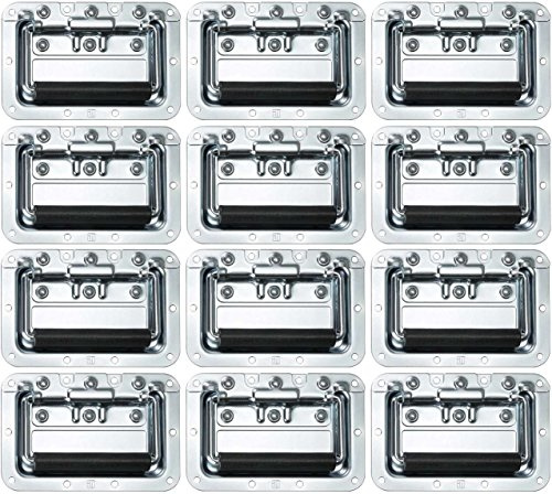 Adam Hall Hardware 34082 M12 AH - 12er Set Klappgriff / Kistengriff gefedert silber in 8 mm Einbauschale