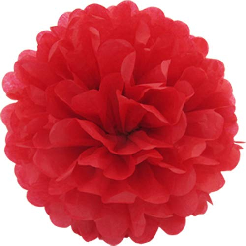 Creativery 10 Papier Pompon 20cm Set (rot 250) // Pompom Bommel Papier Kugel Seidenpapier Pompon Blumen Deko Hängedeko Raumdeko