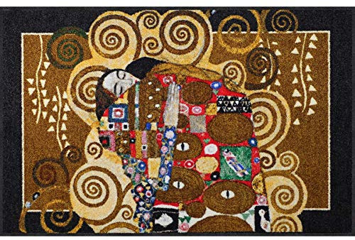 Salonloewe Gustav Klimt - Die Erfüllung Melange Fußmatte 75 x 120 cm Fußabtreter, Türmatte, Schmutzfangmatte, Schmutzfänger, Küchen-Wohn-Teppich