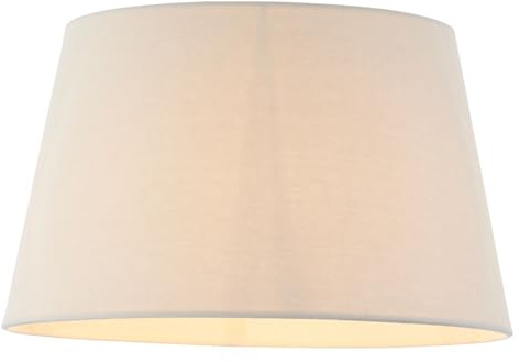 National Lighting Modern Lampshade Ivory Linen Effect Fabric Lampshades - 14-Inch Tapered Light Shade - 60W 240V E27/B22 GLS Incandescent or LED (Not Included)