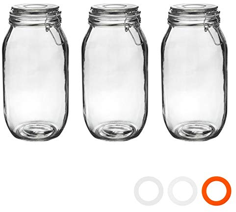 Argon Tableware Glaspeichergläser - 2L - Weiße Siegel - Pack Von 3