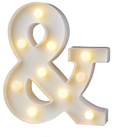 LED Deko Buchstaben - 22 cm A-Z - mit warmen Licht - Lampe beleuchtet Hinstellen Hochzeit Schriftzug Wort Love Home Batterie Lechtdeko Alphabet Ja Liebe Romantisch Wohnzimmer Bar Leuchtbuchstaben (&)