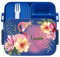 wolga-kreativ personalisierte Mepal Brotdose blau Flamingo Blumen - Lunchbox Kinder, Jausenbox mit Fächern und Namen für Kindergarten Schule Einschulung