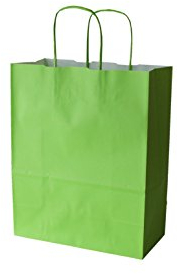 PGV Papiertragetaschen farbig mit Kordel HELLGRÜN Verde Chiaro - Verschiedene Größen und Mengen (36 + 13 x 41 cm, 25 Stück)