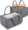 Aufun Filztaschen 2 Stück Tasche aus Filz, Kaminholzkorb Filztasche Shopper Faltbar, Kaminholztasche, Holzkorb zur Aufbewahrung von Holz, Zeitungen, Kaminholz (50 x 25 x 25 cm, Hellgrau)