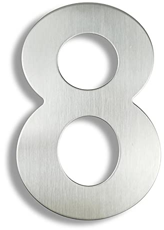 HASWARE 304 Stainless Steel Modern House Number 8 Inch/20cm Stylish Door Alphabet Plaque for Street Home Decor (8, 8 Inch Silver)