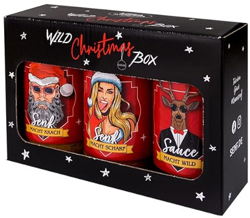 Altenburger Original Wild Christmas Box gefüllt mit Senf und Sauce, Geschenkbox mit 3 Spezialitäten aus der Senfmanufaktur zu Altenburg