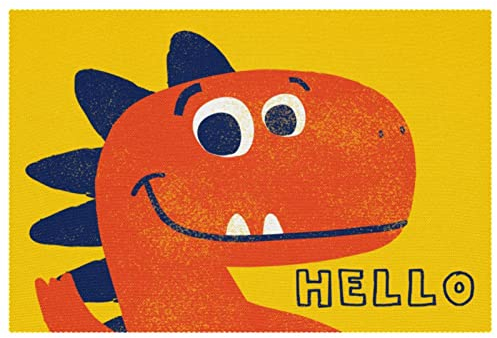 Dinosaurier-Platzdeckchen, gelb, 1 Stück, für Esstisch, waschbar, rutschfest, für Weihnachten, Urlaub, Geburtstag, Party