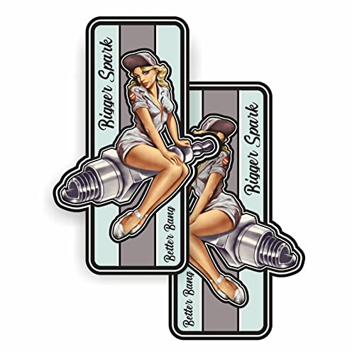 cut-it folientechnik & design 2X Pinup Sexy Girl Aufkleber 10x6cm Kult Sticker Auto USA Hotrod Tuning Spark Oldschool Muscle Car V8 Oldtimer Youngtimer Rally Garage Man Cave