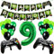 Geburtstagsdeko Jungen 9 Jahre, Gamer Deko Geburtstag, Happy Birthday Girlande Banner Deko Junge, Gamecontroller Luftballons Schwarz Grün Ballons Set für Kinder Videospiel Thema Party Zubehör