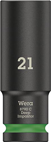 Wera 05004837001 8790 C Impaktor Deep Steckschlüsseleinsatz mit 1/2-Antrieb, Grün, 21.0 x 83.0 mm, Schwarz