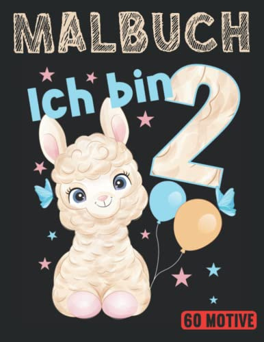Niedliche Tiere Lama Alpaka Malbuch für Kleinkinder zum 2 . Geburtstag: 60 niedliche große Tiermotive für Kinder 8x11,5 (ca. A4 ) 120 Seiten: ... 60 süße Tiere geeigent für Kinder ab 2 Jahren