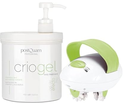 PostQuam - Pack Tratamiento Anticelulitico | Incluye Masajeador Anticelulitico Electrico + Crema Anticelulitica Reductora Reafirmante y con Efecto Frio Piernas Cansadas 1000 ml