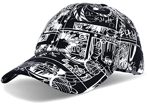 Roffatide Anime Baseball Cap Schwarz Verstellbare Graffiti Hip-H Baseballmütze K-P Snapback Hat für Herren Damen B