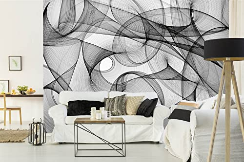 DIMEX LINE Non-Woven Photo Wallpaper Abstract Black and White Pattern 375 x 250 cm - Non-Woven Wallpaper, Wall Mural, Wall Art - Wallpaper for Living Room, Bedroom, Office, Kitchen