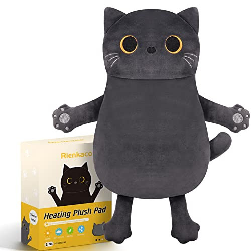 Microwave Heating Pad for Cramps Pain Relief, 16 * 12'' Hot Compress Pack Microwavable for Back, Neck Shoulder, Muscles, Knee, Joints, Cute Period Menstrual Heat pad for Cramps - Grey Cat