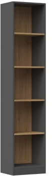 CDF Bücherregal R40 | Farbe: Anthrazit - Eiche Artisan | Breite: 40 Zentimeter | Für Wohnzimmer, Büro und Arbeitszimmer | Regal für Bücher und Spielzeug | Ideal für Kinderzimmer, Teenager