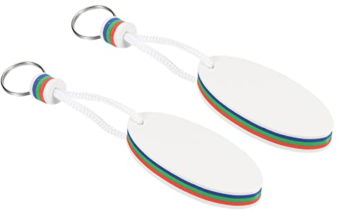 PATIKIL 2Pack Schwebender Schlüsselring Sport Boje Schlüsselringe Oval Schwimmend Schlüsselanhänger Marine Segeln Schlüsselhalter für Angeln Kajak Weiß
