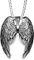 bahamut Guardian Angel's Wings Necklace for Men Women Stainless Steel Colorful/Gold/Silver Wings Pendant,Cool chain (Dark silver wings)