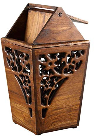 Mülleimer Kosmetikeimer Antike Holz Mülleimer Bach Shake Cover Teak Abfalleimer Hand Hohl Carved Mülleimer Kann Hallenbrenner Mülleimer 3.2 Gallonen Treteimer Bad Mülleimer Abfalleimer