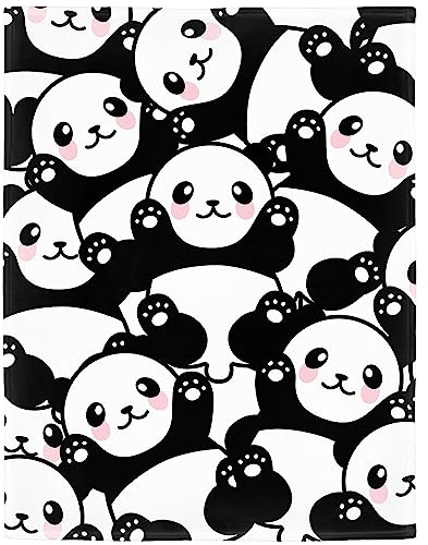 Zomer Kuscheldecke Flauschig Decke 150x200 cm Wohndecke Couchdecke Mikrofaser Sofaüberwurf Tagesdecke weiche warme Sofadecke mit Panda Motiv