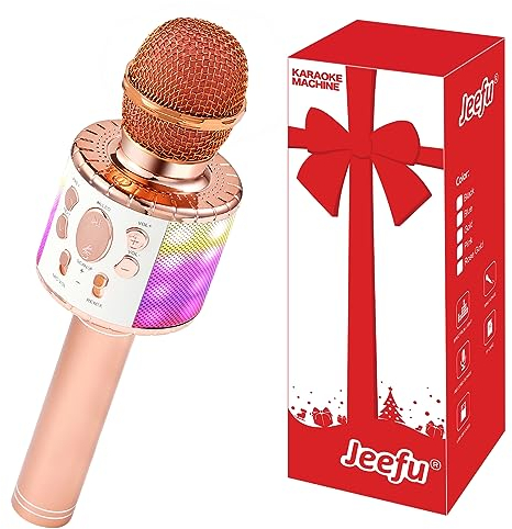 Fede Mikrofon Kinder, Karaoke Mikrofon Kinder, LED Drahtloses Bluetooth Mikrofon zum Singen, Geschenke Spielzeug für Teenager Mädchen Jungen, Tragbares KTV Lautsprecher Recorder für Smartphone