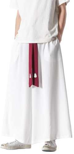 GURUNVANI Herren Wide Leg Pants Japanische Yoga Hosen Hip Hop Baggy Hosen, 23K133Weiß, L