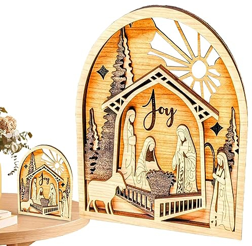 Krippenszenen für Weihnachten im Innenbereich | Geschnitzter Weihnachtsschmuck aus Holz - Aus Holz geschnitzter Weihnachtsschmuck, Krippen-Wandkunst, Krippen-Weihnachtsdekoration für Chaies