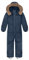 L SERVER Kinder Skianzug Jungen mit Kapuze Winddichte Wasserdichte Schneeoverall Mädchen Warmer Schneeanzug Dickere Skioverall mit Reflektierenden Streifen, Marineblau, 122-128