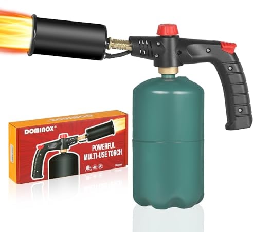 DOMINOX Powerful Propane Cooking Torch, Grill Gun& Culinary Kitchen Blow Torch with Lighter, Sear Torch Sous Vide, Charcoal Torch Lighter for Searing Steak, BBQ, Creme Brulee (Tank Not Included)